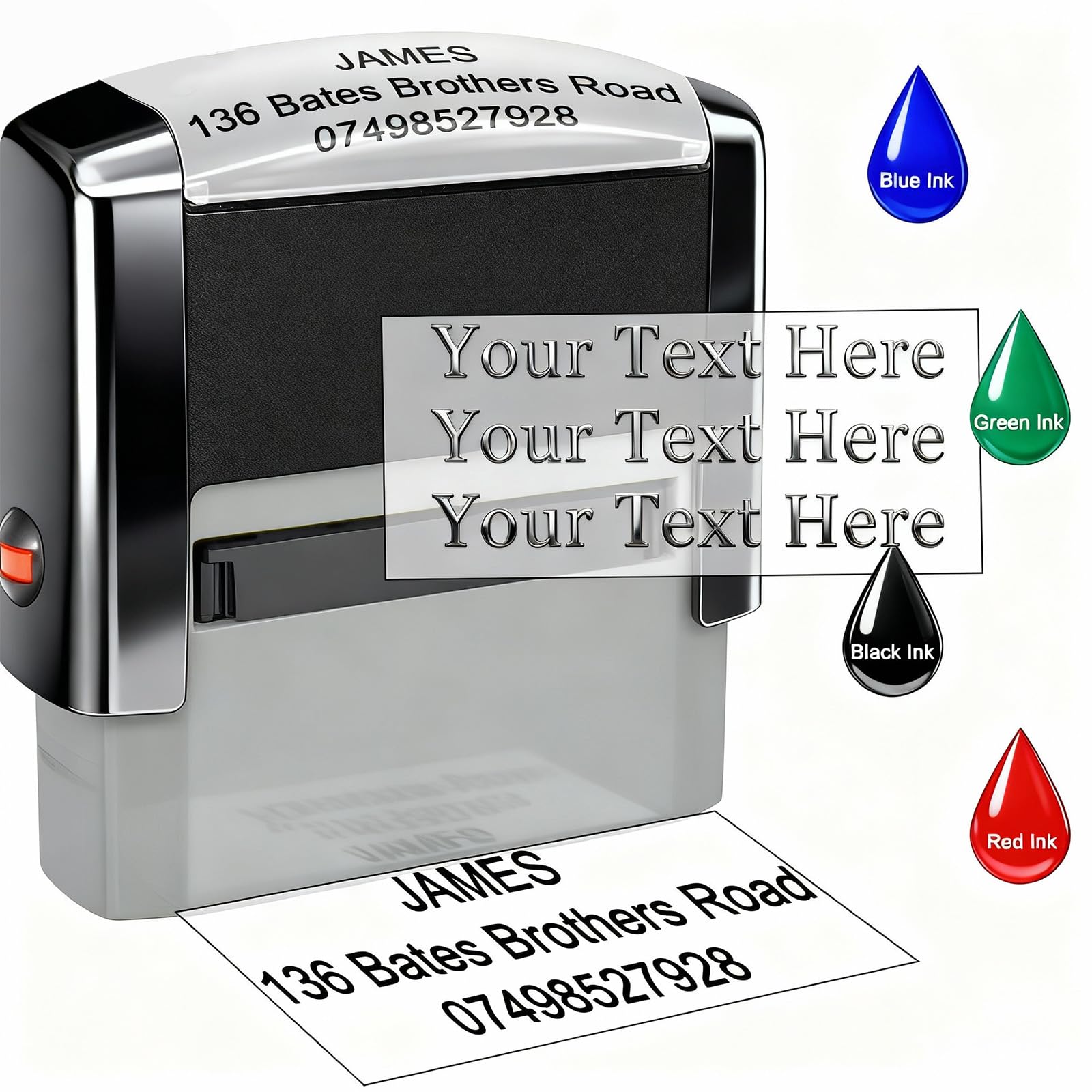 Oscolewis Black/Red/Green Custom Stamp Personalised Self Inking Business Stamps Address Rubber Stamp With Name Return Address Date Stamp