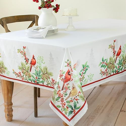 Miniatura 2 de Benson Mills Mantel de tela impresa, para vacaciones, invierno y Navidad (60 x 144 pulgadas, rectangular, trineo de Papá Noel)
