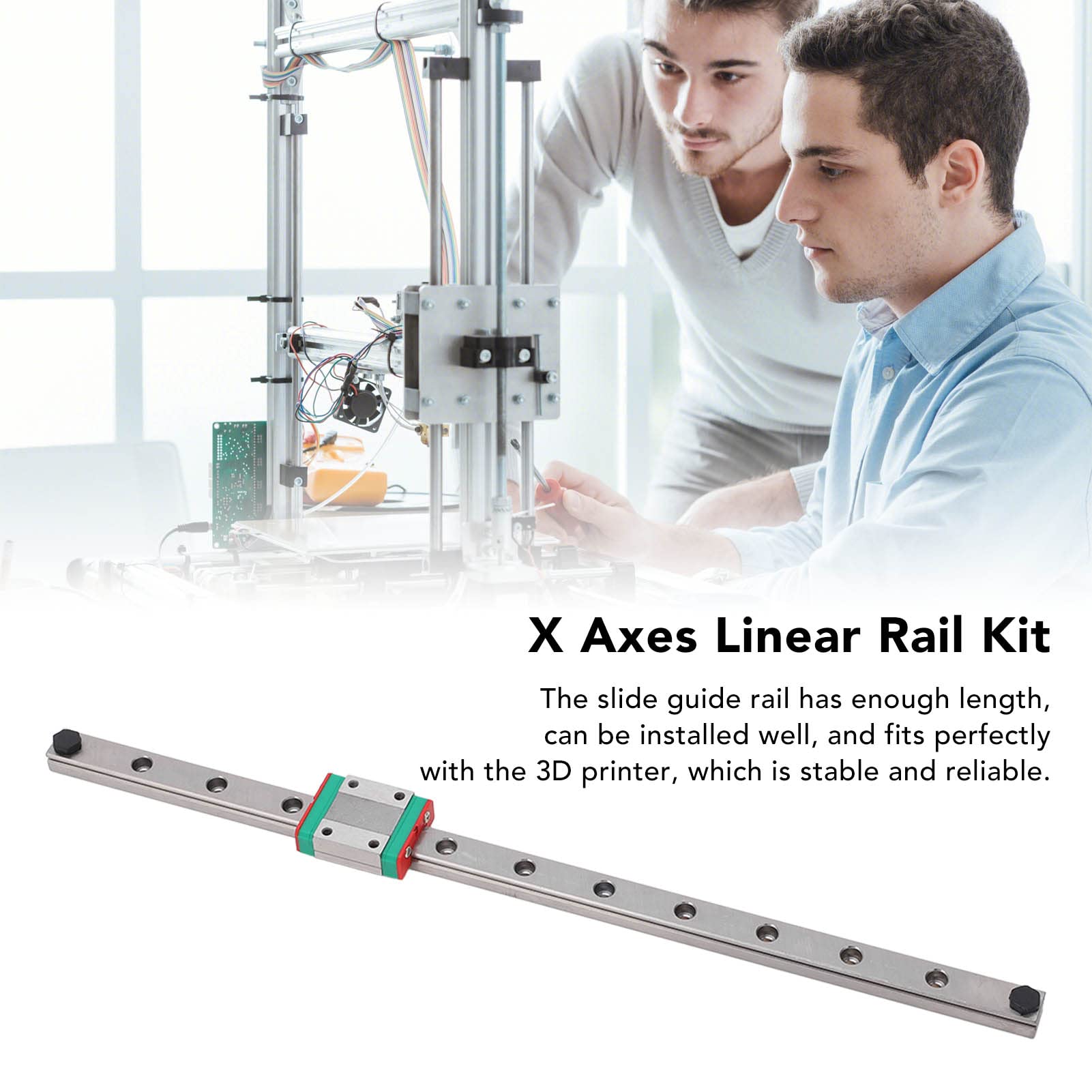 Kit de mise à niveau du guide de rail de mouvement linéaire de l'axe X avec bloc coulissant et matériel de montage compatible avec les imprimantes 3D Ender 3, Ender V2 et Ender 3