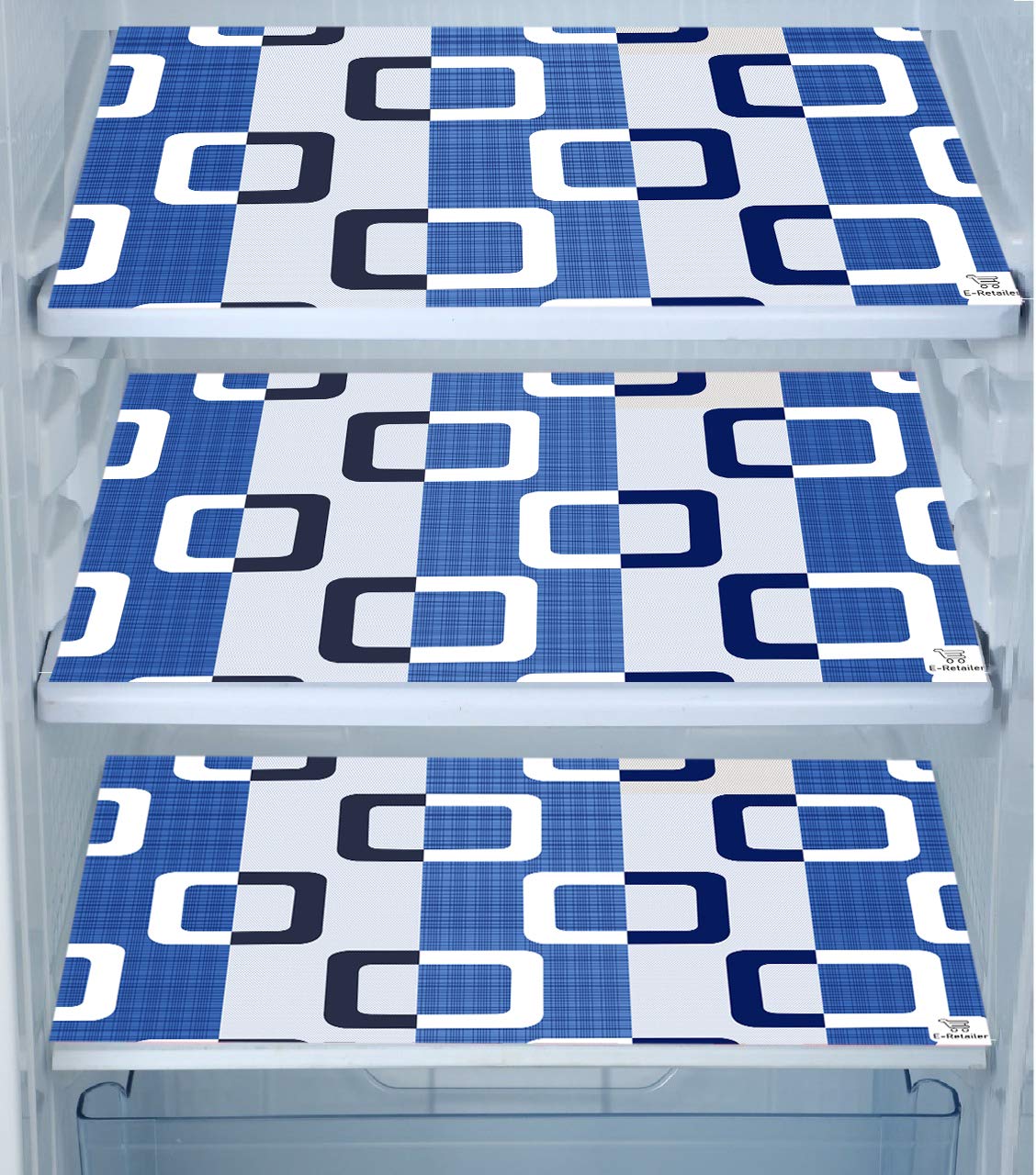 E-Retailer® Waterproof PVC Refrigerator Drawer Mats/Fridge Mats/Multi Purpose Mats (Blue, Size: 44x29 cm, Set of 3 Pcs)