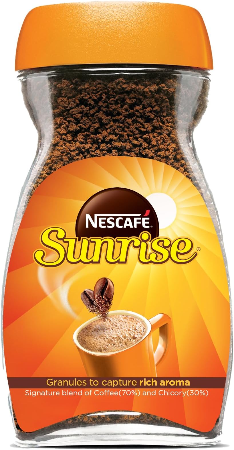 Sunrise Instant Coffee Powder by Nescafe | Rich Aroma for the perfect start to your day | Coffee Chicory-Mix | 190g Jar