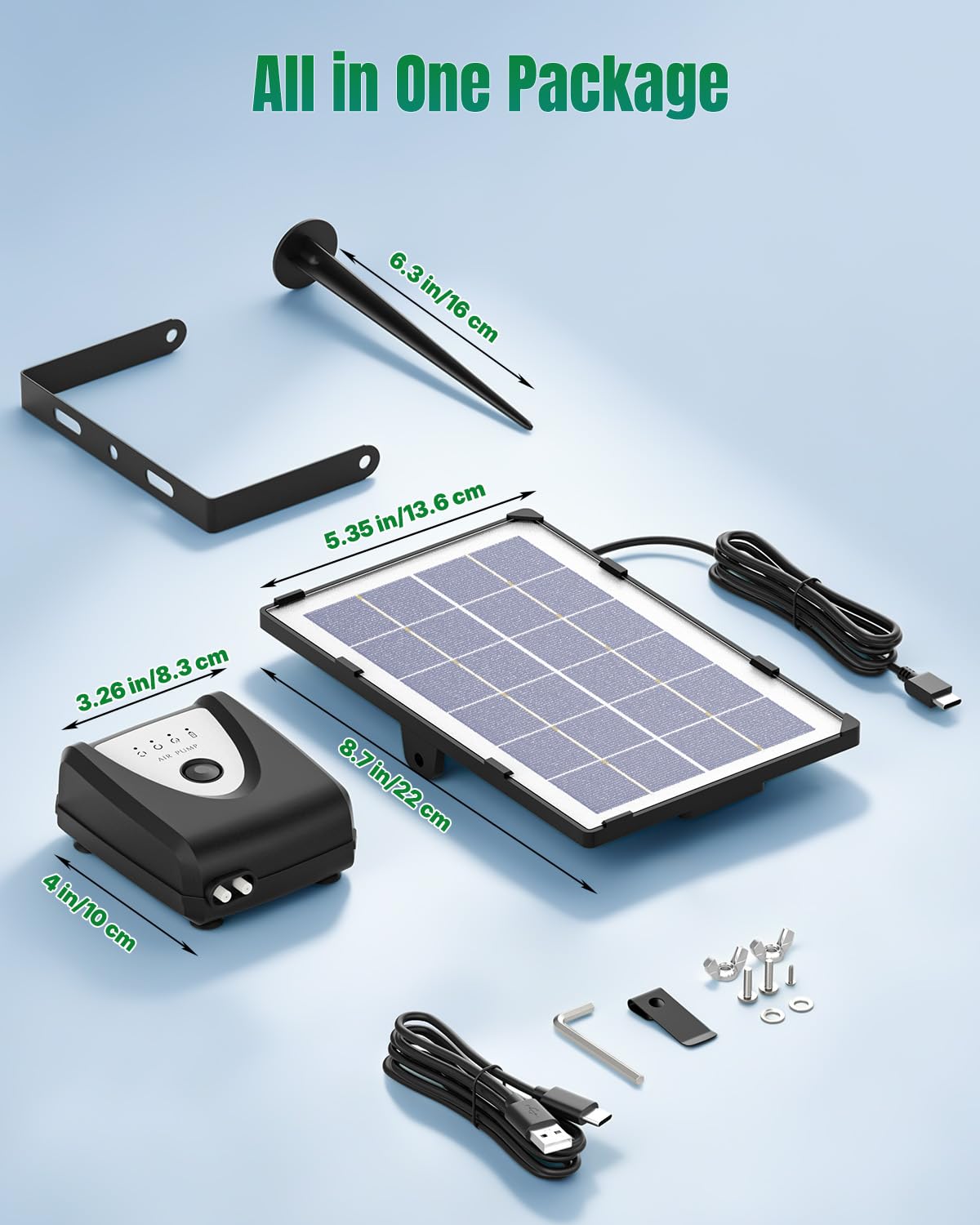 Pawfly 3,5 W Solar-Teichbelüfter, Solar-Teichpumpe für Außenteiche, Teich-Luftpumpe, Solar-Luftpumpe mit 4000 mAh wiederaufladbarem Akku, Gartenbelüfterpumpe für Fisch- und Koi-Teiche