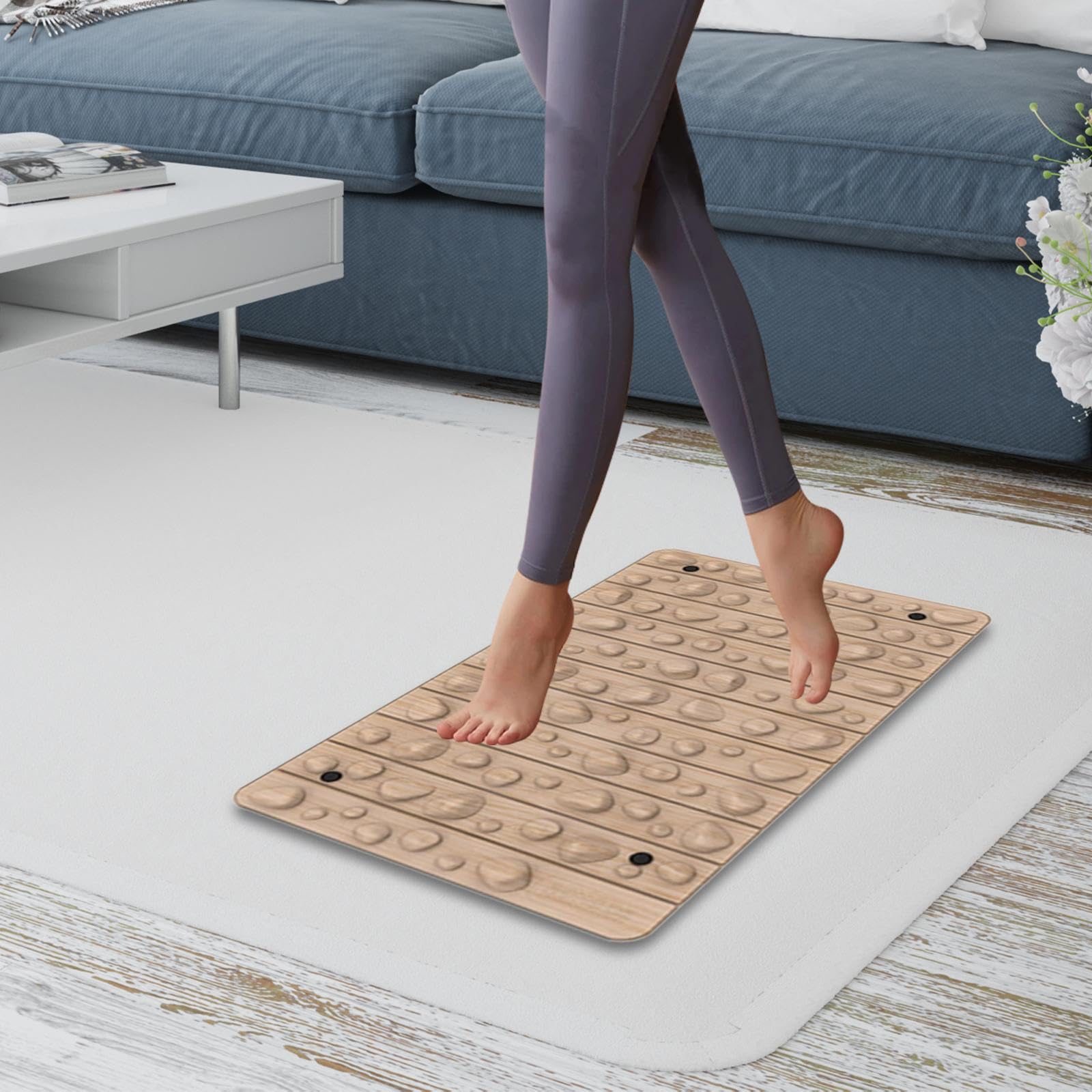 Tappetino per agopressione, leggero, per camminare, per le dita dei piedi, ufficio o in piedi, per camera da letto, soggiorno, spa, colore venature del legno