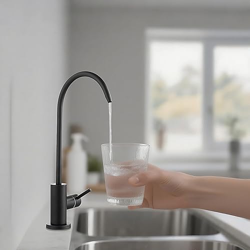 Miniatura 6 de Grifo de agua potable negro mate, grifo filtrado de agua, acero inoxidable para fregadero de cocina sistema RO