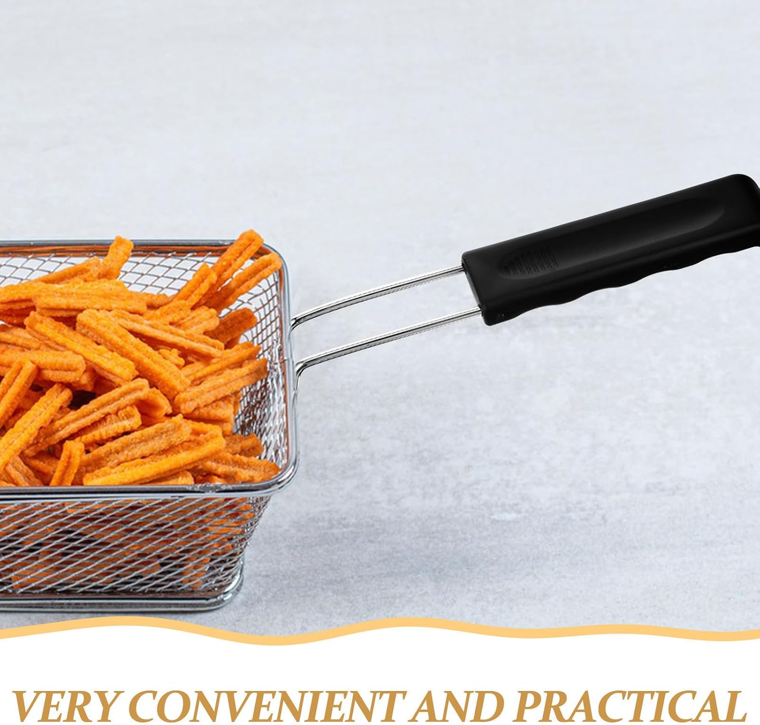 Garneck Stainless Steel Fryer Basket Replacement Handle with Comfortable Grip, High-strength Material Frying Egg Ring Handle for Kitchen Gadgets and Deep Fryer Basket Accessories