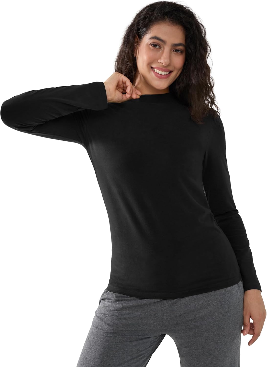 Joyaria Winter Thermal Undershirt Light Warm Fleece Long Sleeve Bamboo Viscose Stretch Base Layer Top Women Activewear S-XXL - Image 2