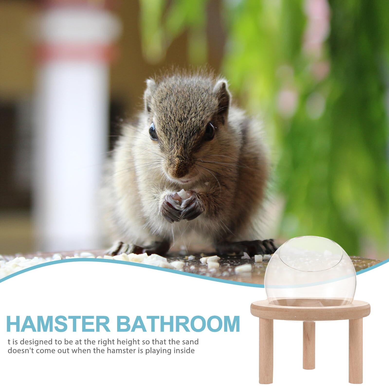 VALICLUD Käfig Hamsterbadewanne aus Glas mit Holzboden Leichte Sandbadewanne für Täglichen Gebrauch Glatte Oberfläche Zubehör für Kleintiere im Zuhause