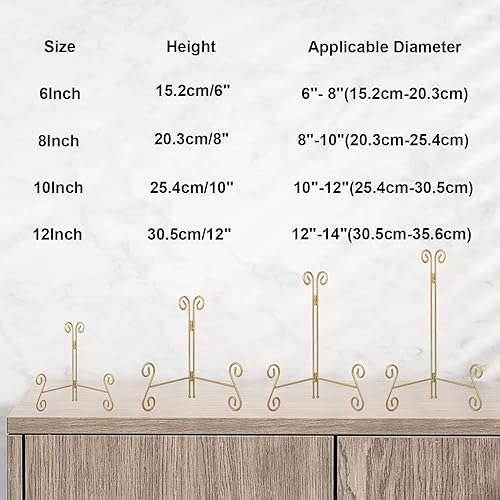 Miniatura 2 de Soporte de exhibición para platos, soportes de placa de 12 pulgadas para exhibir platos grandes, caballete de placa de hierro dorado para fotos,