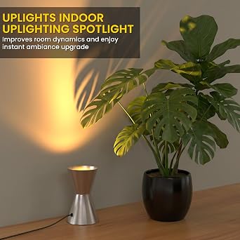 Uplighting Spotlight Uplights Indoor Floor Can Light, Floor Spot Lights with Foot Switch, Non-Dimmable, 6W 3000K Warm White, LED Floor Uplighters for Living Room Picture Artwork (2 Pack) [Energy Class A]
