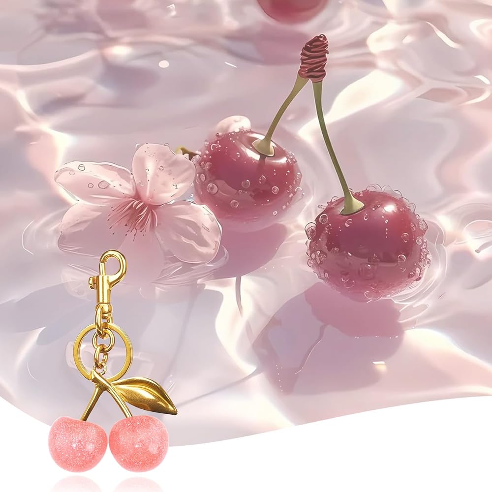 Cute Cherry Bag Charms Keychain Cherry Purse Charm For