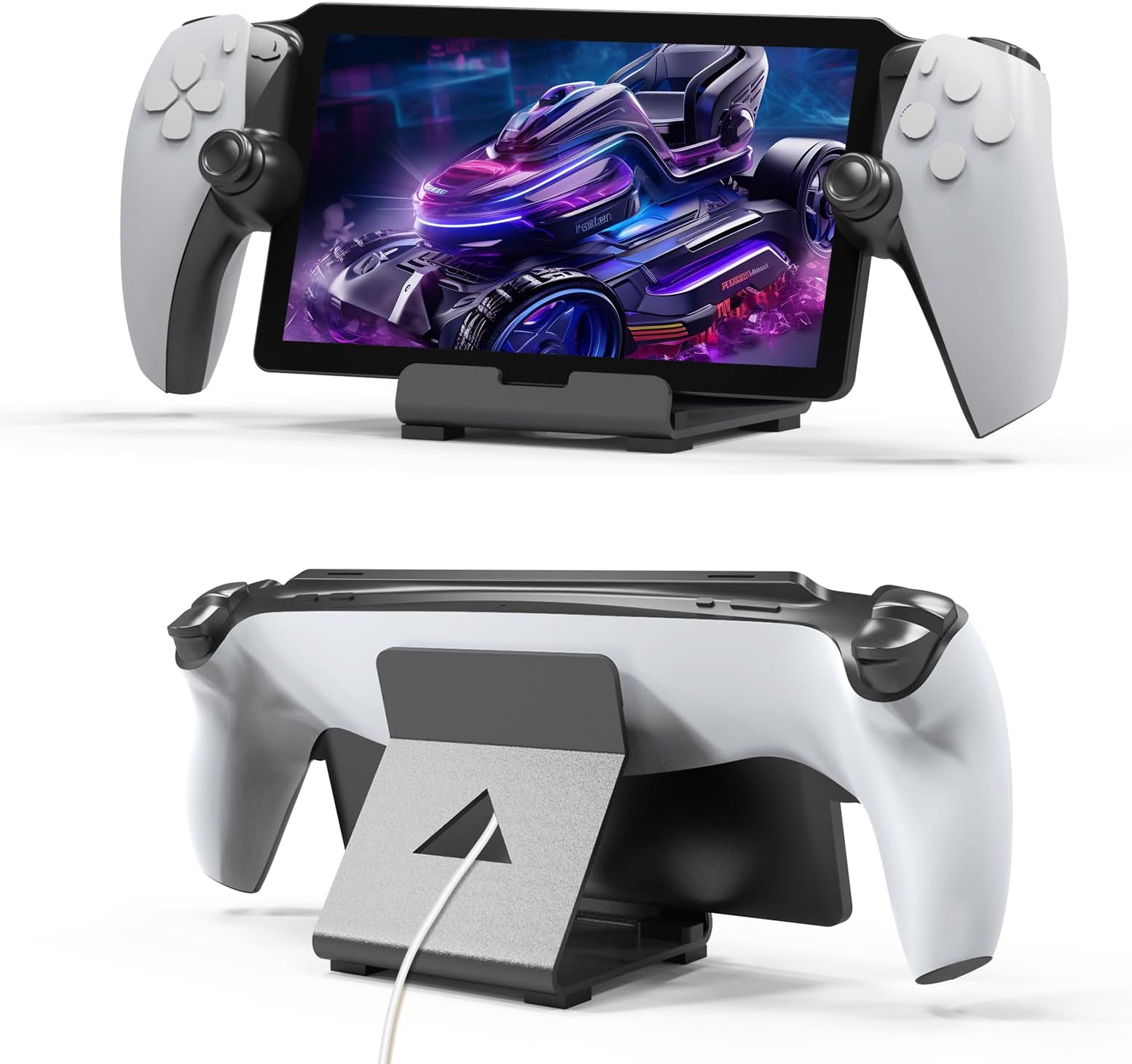 Alloy Stand designed for PlayStation Portal Handheld Console,Super Sturdy Gaming Accessories Storage Holder Stand Bracket Compatible with Switch/Steam deck/ROG/and Mobile Phones (Black)