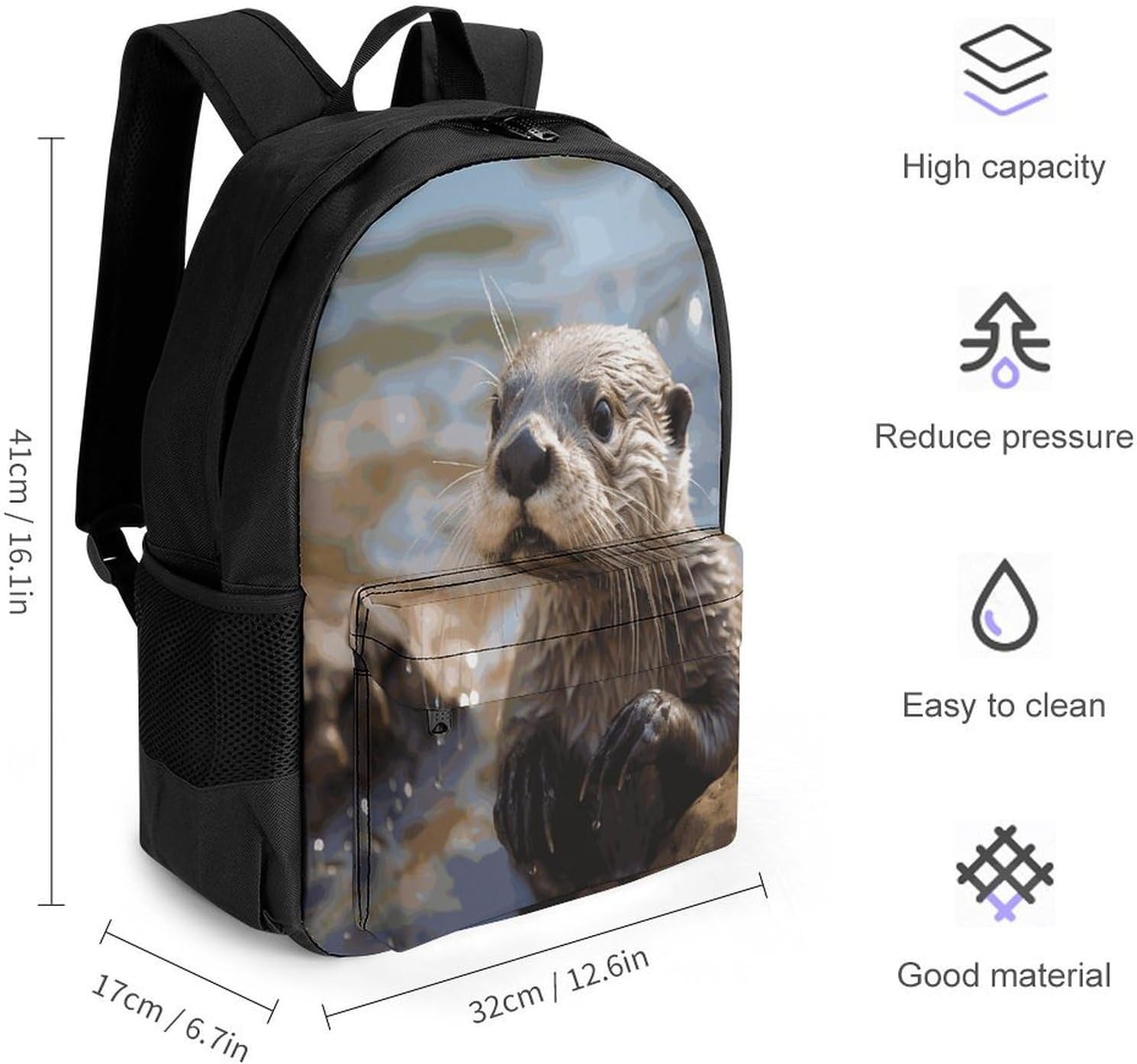 Otter Playing in The Water Backpack Daypack Travel Backpack | Lightweight Casual Laptop Backpack for Women Men Aesthetic Travel Bag for Weekender Business Hiking Outdoor
