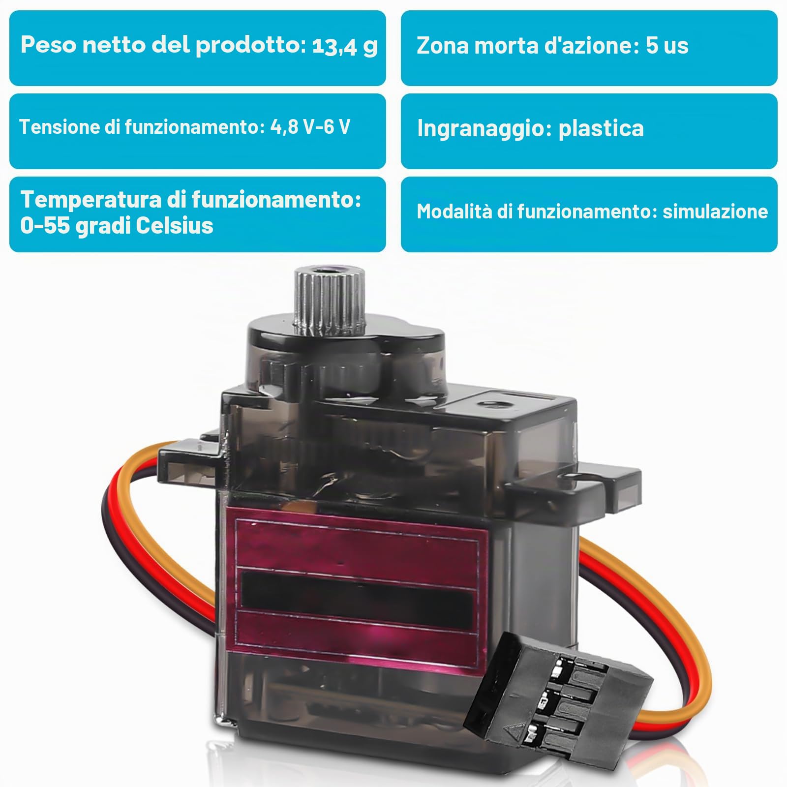 6 pezzi servomotore in metallo ingranaggi servo: cambio in metallo pieno 180 gradi angolo controllabile, servo micro servomotore compatibile, mini motore per modellismo robot braccio aereo
