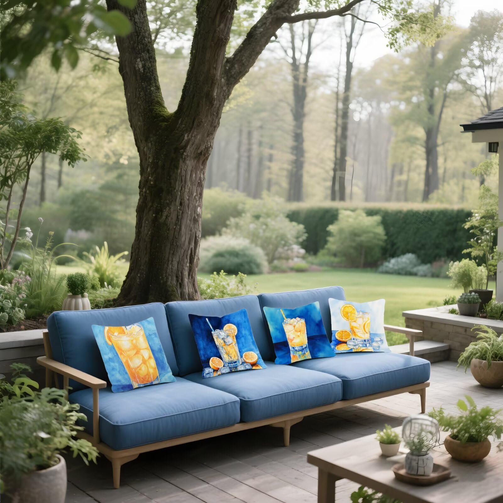 Cojines Sofa Fundas Cojines 40x40cm SúPer Suave Cojin Verano Bebidas Juego de 4, Fundas Almohada Impermeable Exterior, Interior Y Exterior Cojin Decorativos, Para JardíN SalóN Regalos NavideñOs P-475