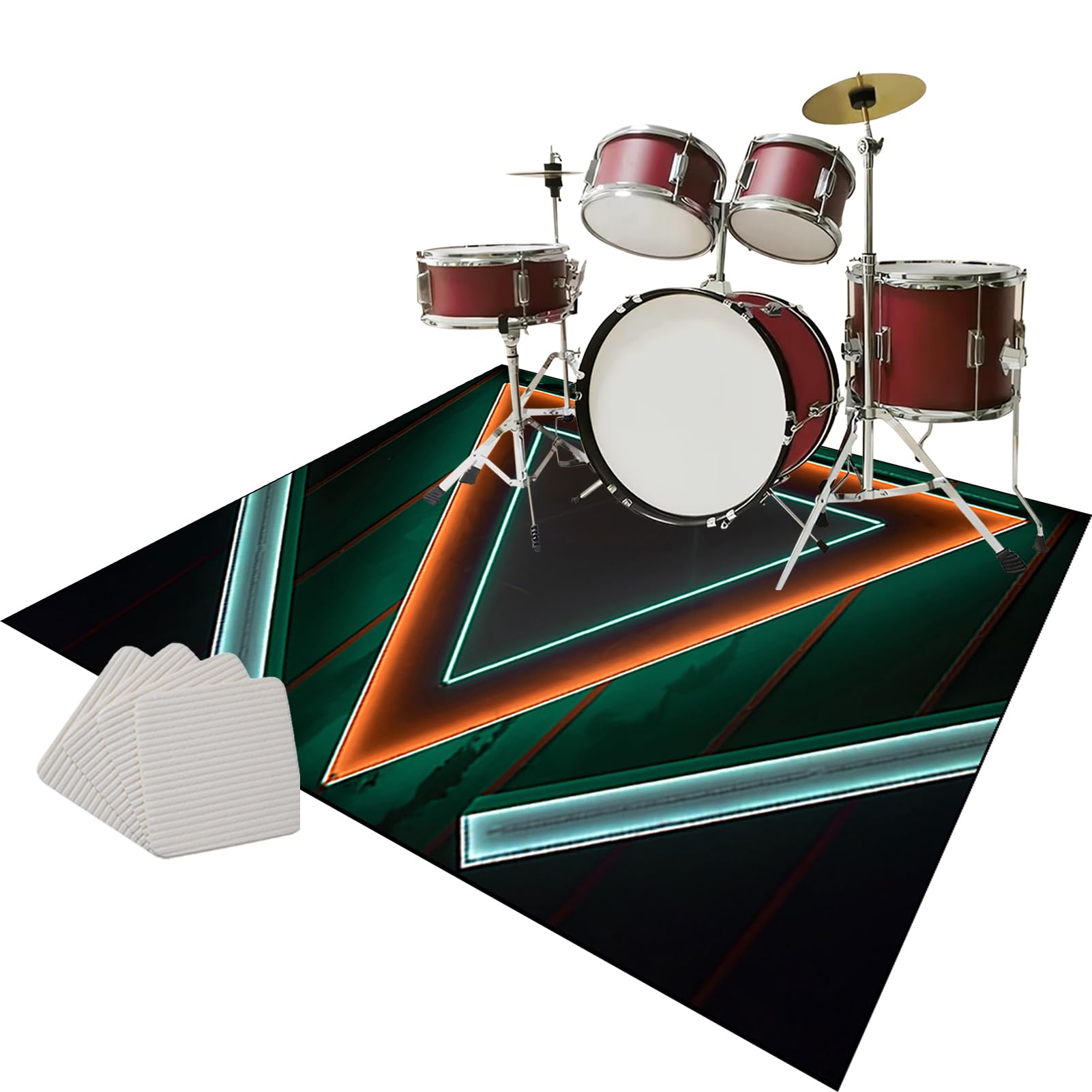 Schlagzeugteppich Drum Teppich Music Carpet Trommel Teppiche Innen und Außen, rutschfest Trommelteppich, Schallschutz Teppichmatte, Elektrisches Schlagzeug Teppich für Studio, Wohnung 180 x 140 cm