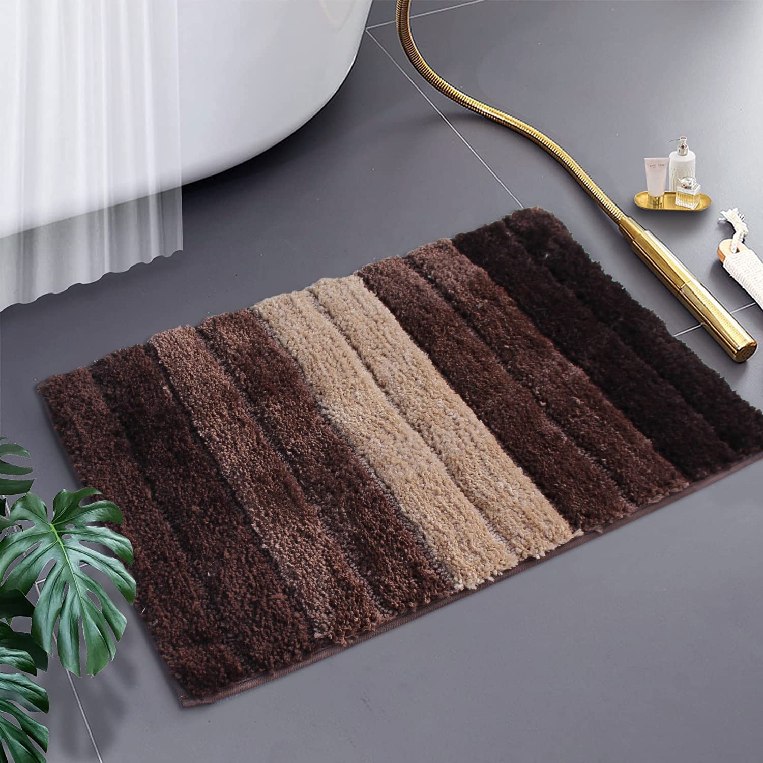 LUXE HOME INTERNATIONAL Microfiber Luxe Home Bath Mat Super Soft Anti Skid Luxury Mats Rugs for Bathroom, Bedroom (Walnut, 40 X 60 Cm), Rectangular