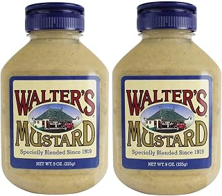 Walter's Mustard, 9 oz (2-Pack) - World Famous, Specially Blended Since 1919, All Natural, No Additives, A Secret Blend of Mustard Seeds, Relish & Spices.