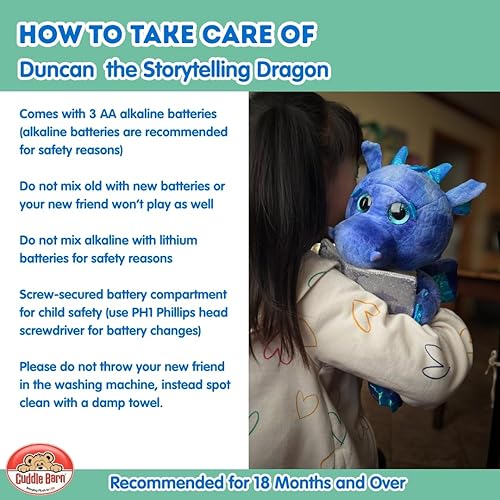 Miniatura 7 de Cuddle Barn Duncan El dragón narrador con ojos iluminados  Juguete de peluche animado  Mueve la boca, se balancea la cabeza y los ojos se iluminan