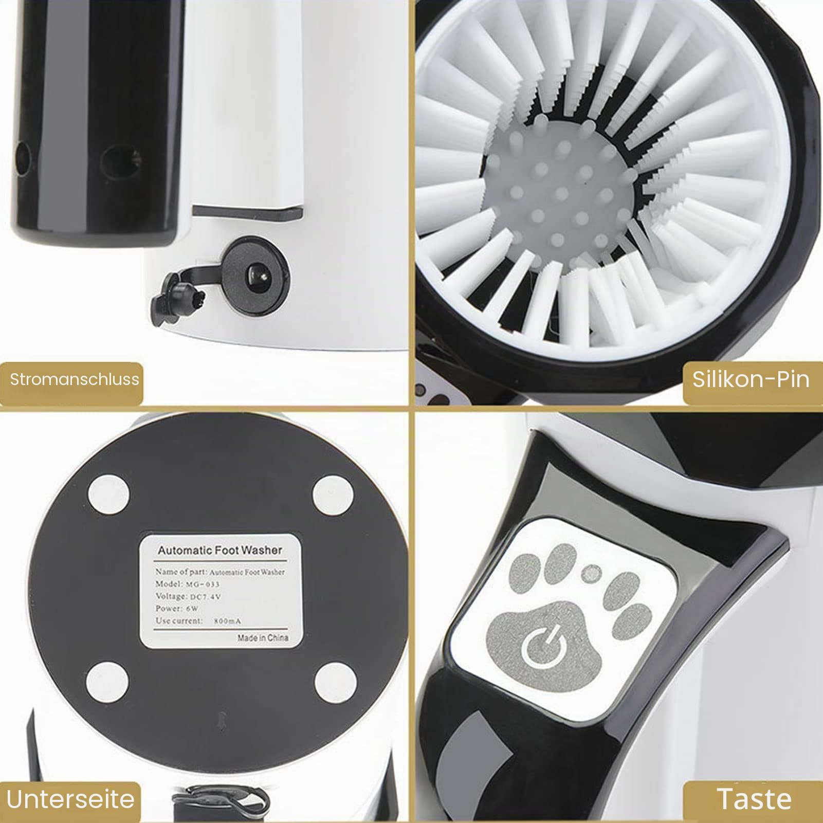 Automatischer Hundepfotenreiniger, USB wiederaufladbare tragbare elektronische Pfotenwaschanlage Hundepfotenwaschanlage mit Griff, Verwenden Sie diese Hundepfotenwaschanlage