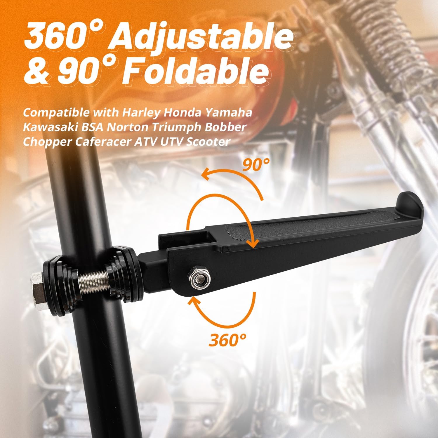 Oumurs Footpegs Footpeg U clamp Compatible with 1 inch- 1.25 Inches 1 1/4 Inches Engine Guard U-Clamp Footpegs Compatible with Harley Bad Boy Heritage Softail FLST