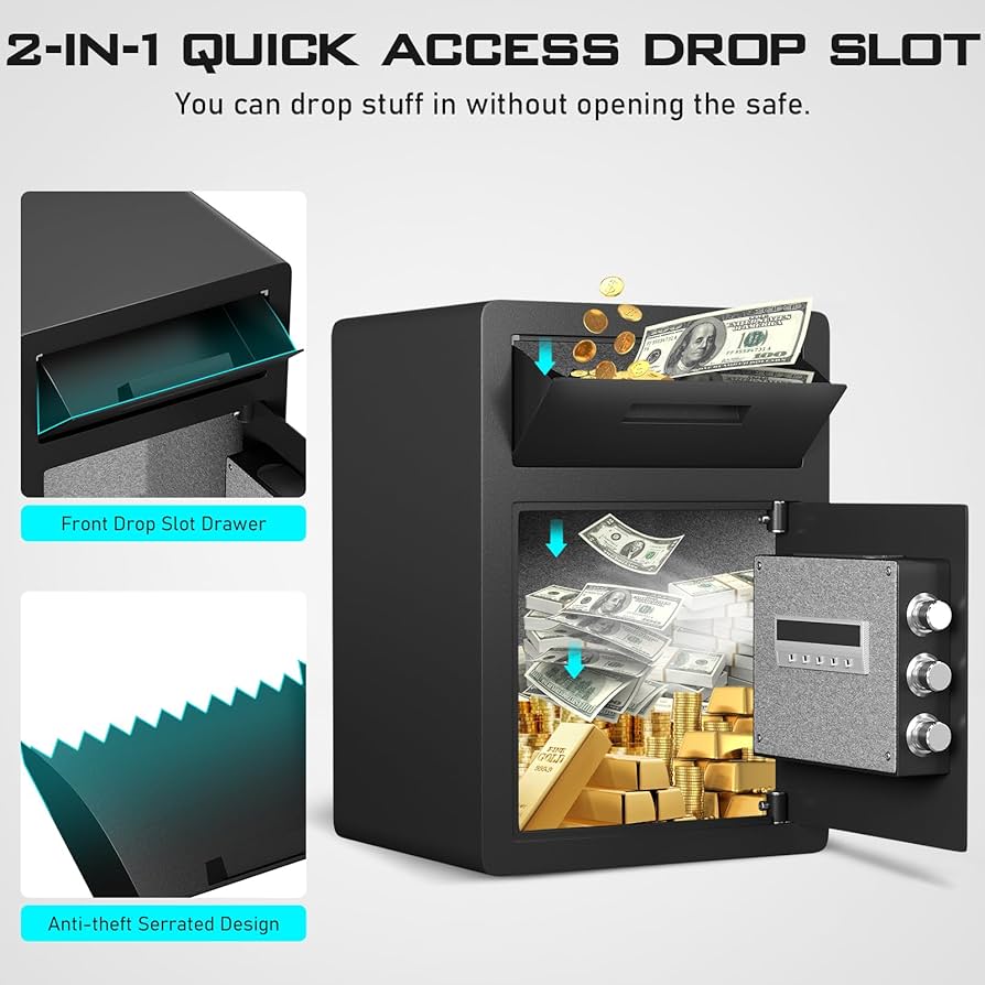 Kavey 2.0 Cub Fireproof Safe Box, Cash Drop Safe for