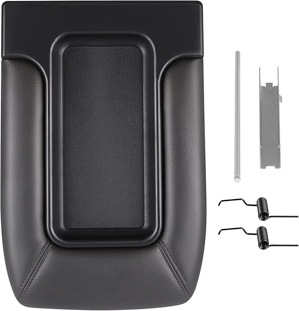 SCITOO Auto Dark Grey Center Console Lid Kit Replacement fit for 2001-2007 for GMC Sierra for Chevrolet Silverado