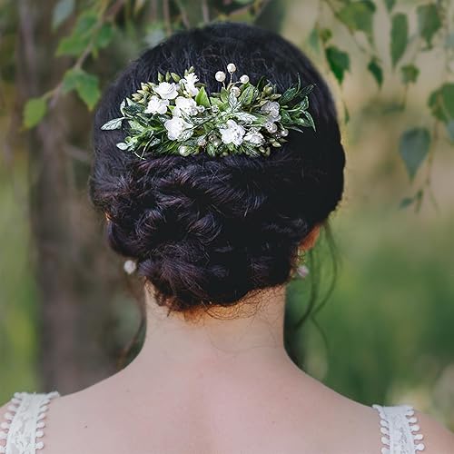 Miniatura 3 de Wedding Flower Hair Comb - 4 Pieces Handcrafted Bridal Floral Combs Woodland flower Combs for hair for Women Girls Birthday Bridal Shower Bride