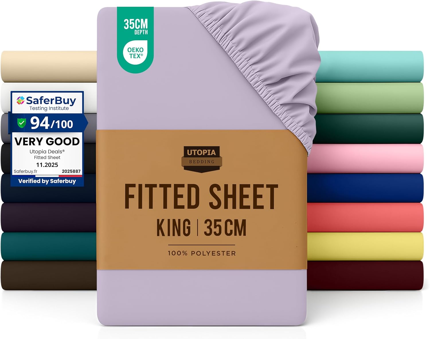 King Fitted Sheet Utopia Bedding Lavender 14″ – Best Deal UK