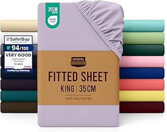 Utopia Bedding Fitted Sheet King, Lavender - Deep Pocket 14 inch (35 cm) - Easy Care - OEKO-TEX Certified - Soft Brushed Polyester Microfibre Fabric - Shrinkage and Fade Resistant - Bottom Sheet