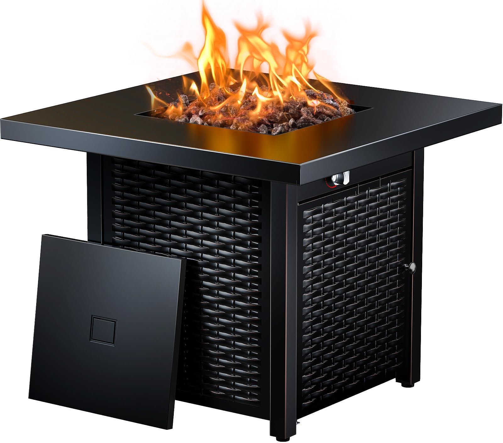 Ciays Propane Fire Pits 28 Inch Outdoor Gas Fire Pit, 50,000 BTU Steel Fire Table with Lid and Lava Rock, Add Warmth and Ambience to Gatherings and Parties On Patio Deck Garden Backyard