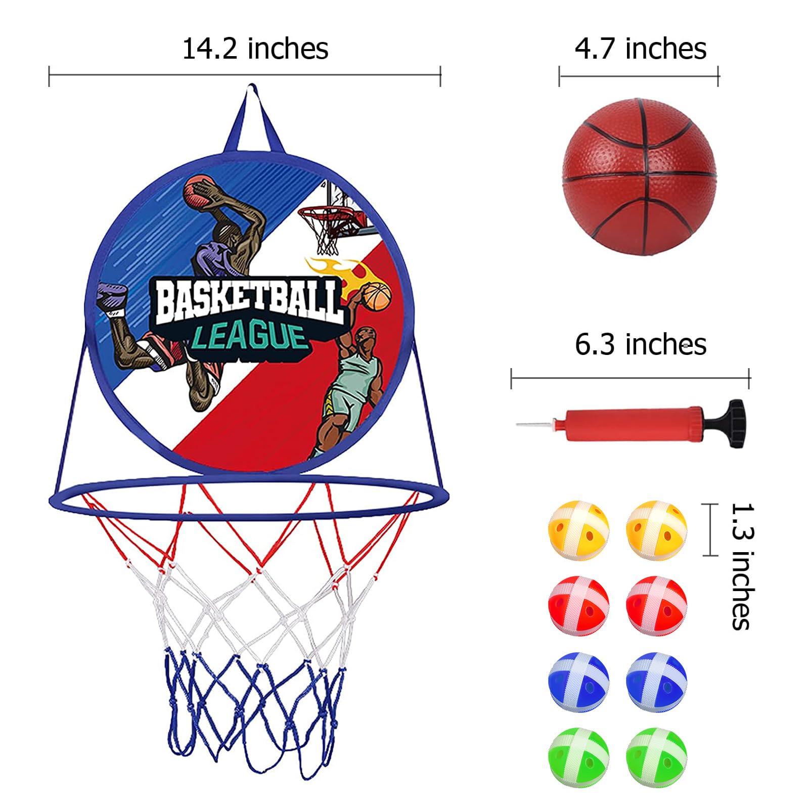 Canestro Basket con Bersaglio Freccette Set per Bambini,2 in 1 Giochi Freccette e Mini Giocattolo da Basket, Giochi Sportivo Pieghevole per Interni ed Esterni per Bambini Ragazzi Ragazze Regalo