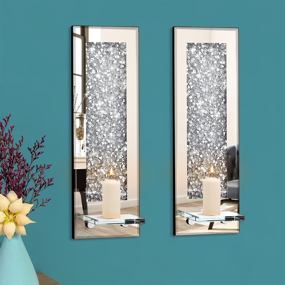 Pibeyer Crystal Crush Diamond Wall Candle Holder Set of 2