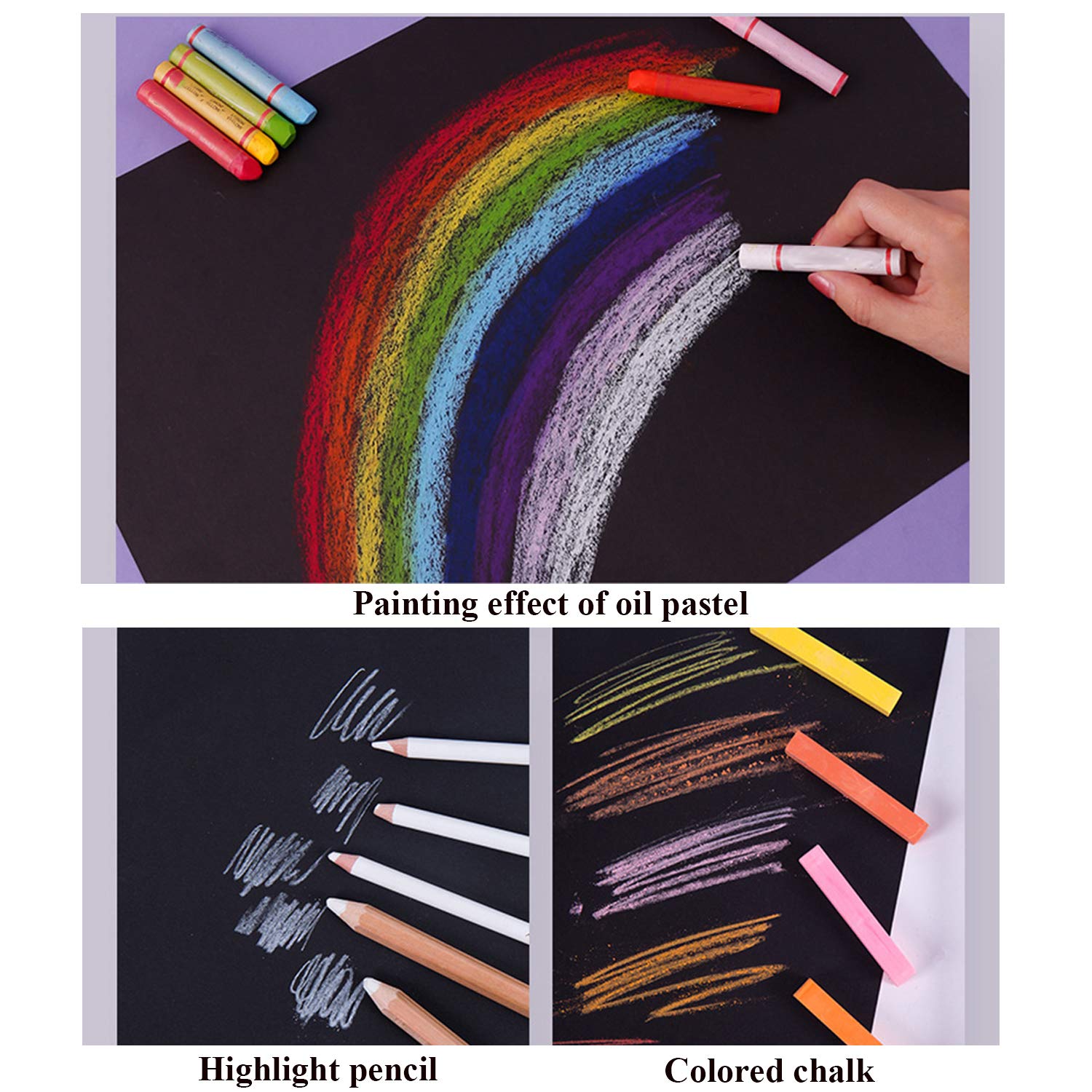 Blocco da disegno, formato A4, colore nero, pesante, per disegno, per grafite, matite colorate, carbone, pastelli ad olio, penne gel, gesso, inchiostro, 25 fogli