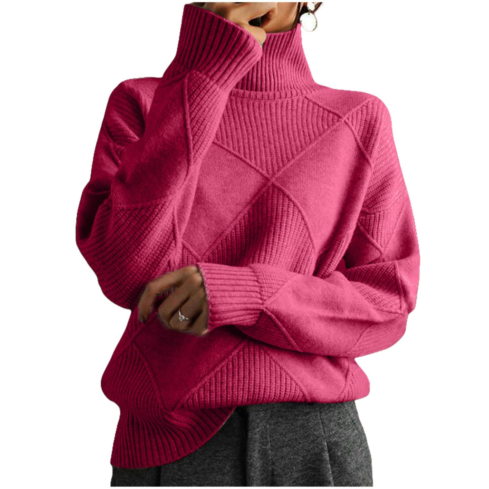 Maglione Donna Maglione da Donna Autunno E Inverno Maglione Lavorato A Maglia Tutto-fiammifero Maglione Dolcevita Allentato Caldo-g-s