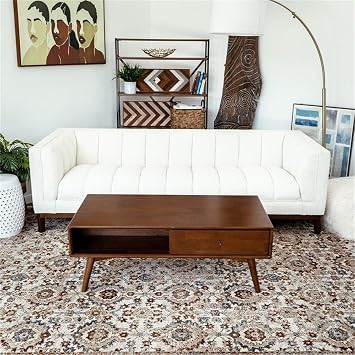 ASHCROFT Nola Mid-Century Rectangular Solid Wood Coffee Table in Walnut