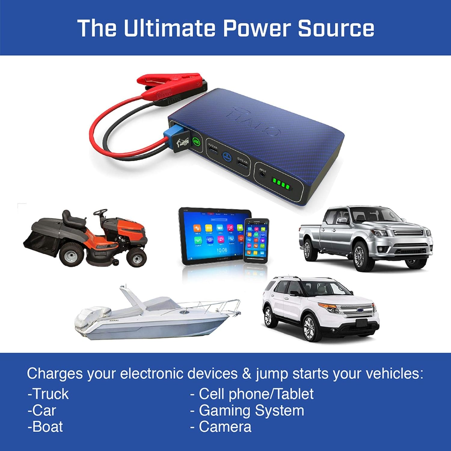 Up To 40% OFF HALO Bolt Portable Car Jump Starter 57720 MWH Car Battery Jump Starter with 2 USB Ports To Charge Devices, Portable Car Charger - Silver, 123236