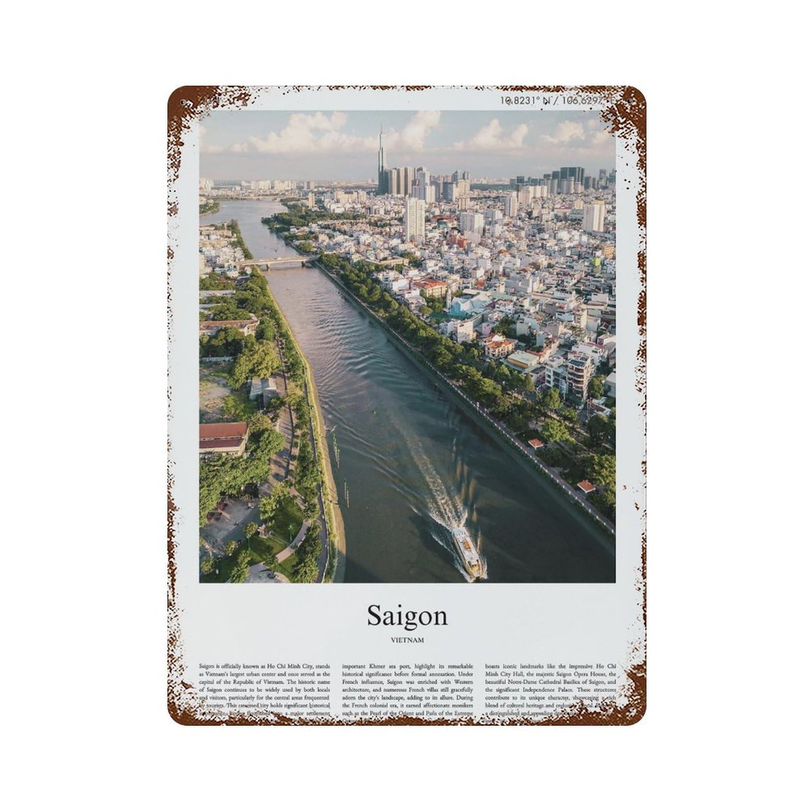 xiaoxiaoshen Sai Gon Vietnam City Scenery Wall Decor Art Metal Tin Poster Modern Home Decor Art Home Bar Shop Decorations Vintage Sign 40x30cm