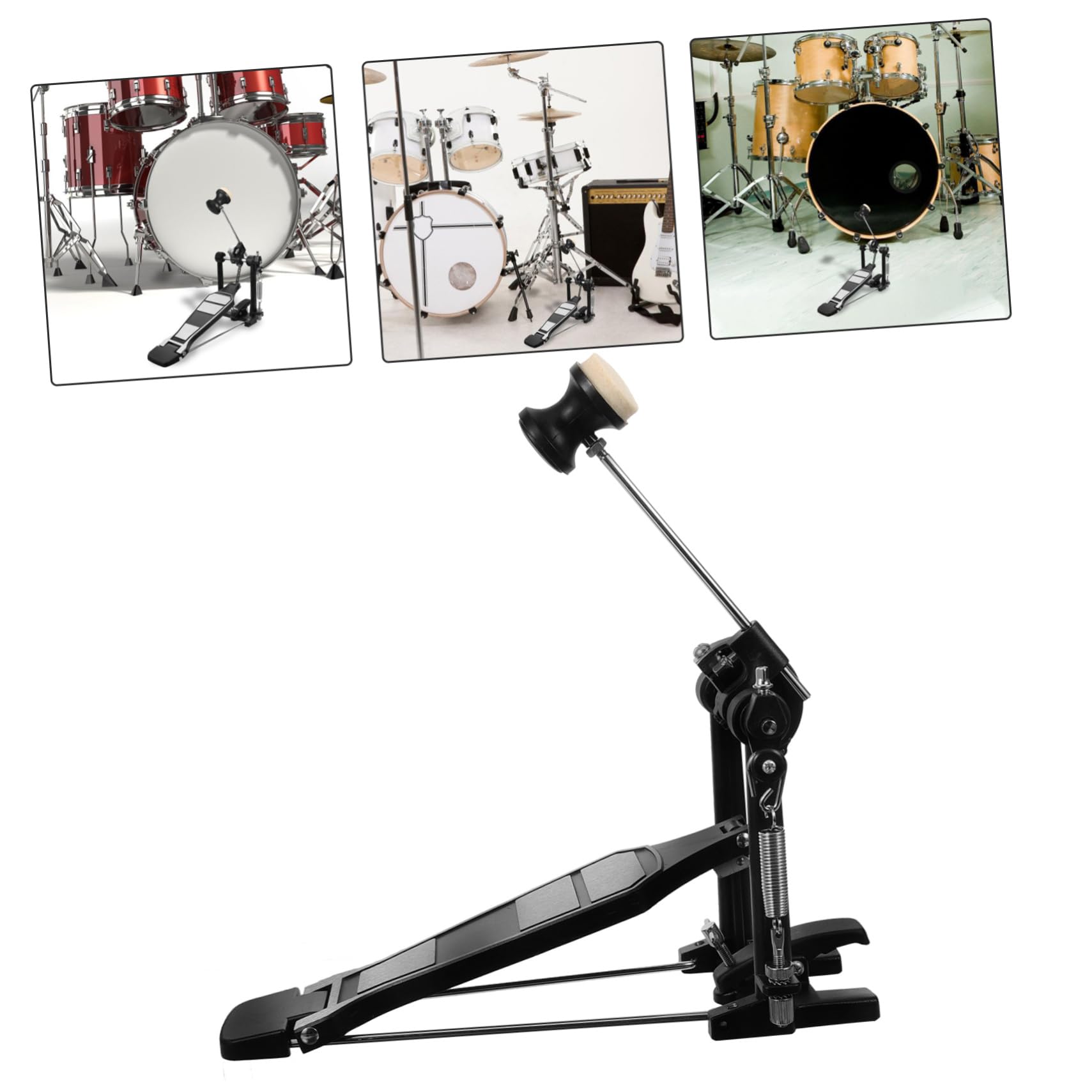 Vaguelly Pedale e Catena Spessa in Lega di Alluminio per Grancassa Base Allargata Design Antiscivolo Stabile per Tecnica di Esercizio Batteria Jazz