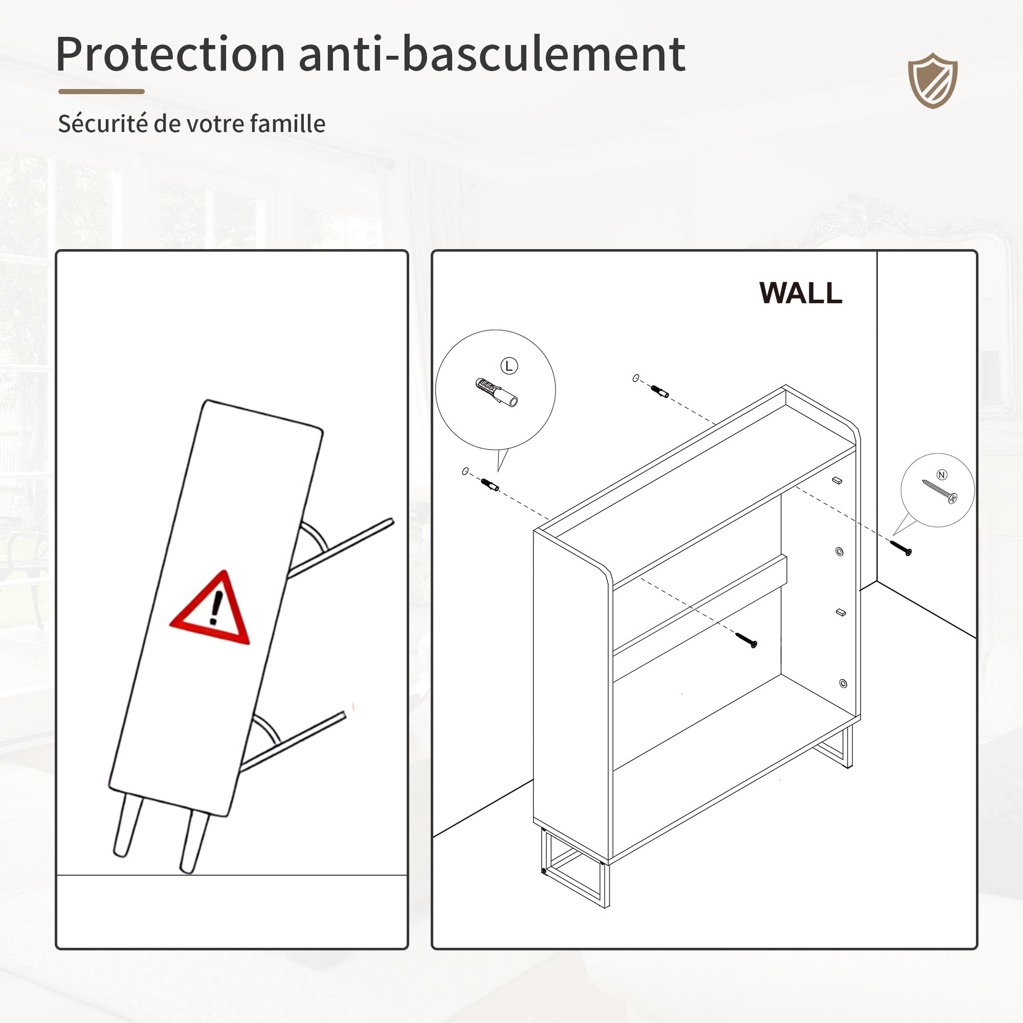BonVache Meuble Chaussure Entree, Armoire à Chaussures étroite avec 2 tiroirs rabattables, Shelf réglable et Support métallique, adapté à la Couloir, à l'entrée et au Vestibule, Blanc