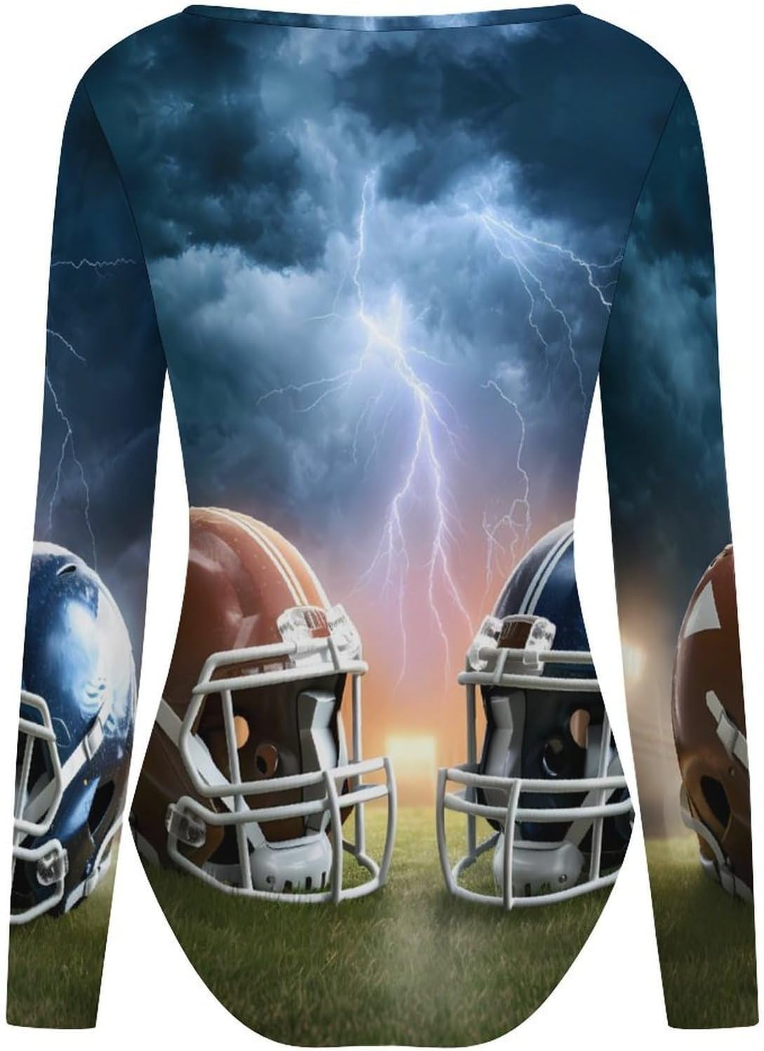 Football Sports Ball Women's Bodysuits Long Sleeve Top 5XL