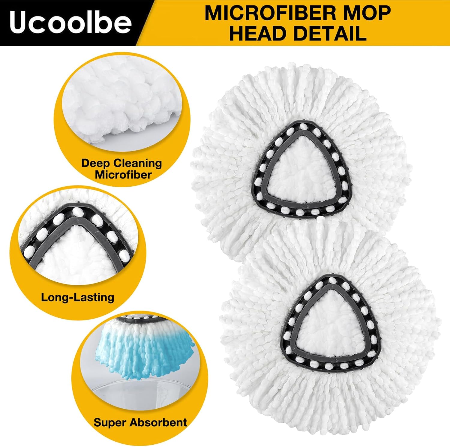Spin Mop Replacement Heads for O-Cedar 1-Tank Triangle Mop Refills, 4-Pack