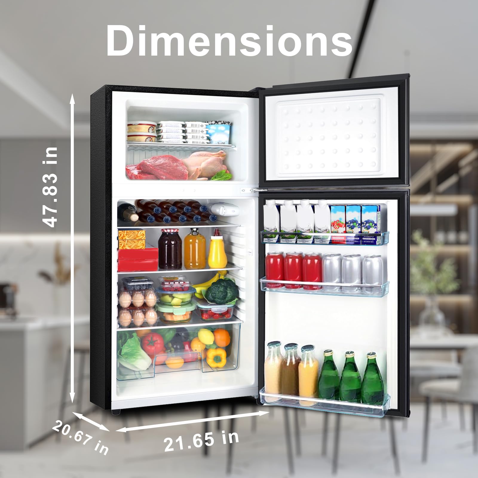 HAILANG 7.0 Cu.Ft Refrigerator with Freezer, Double Door Fridge with Top Freezer, Apartment Size Fridge for Dorm, Office, Kitchen, Home, Large Capacity, 7 Settings Temperature Adjustable(Black) on Fridge.com