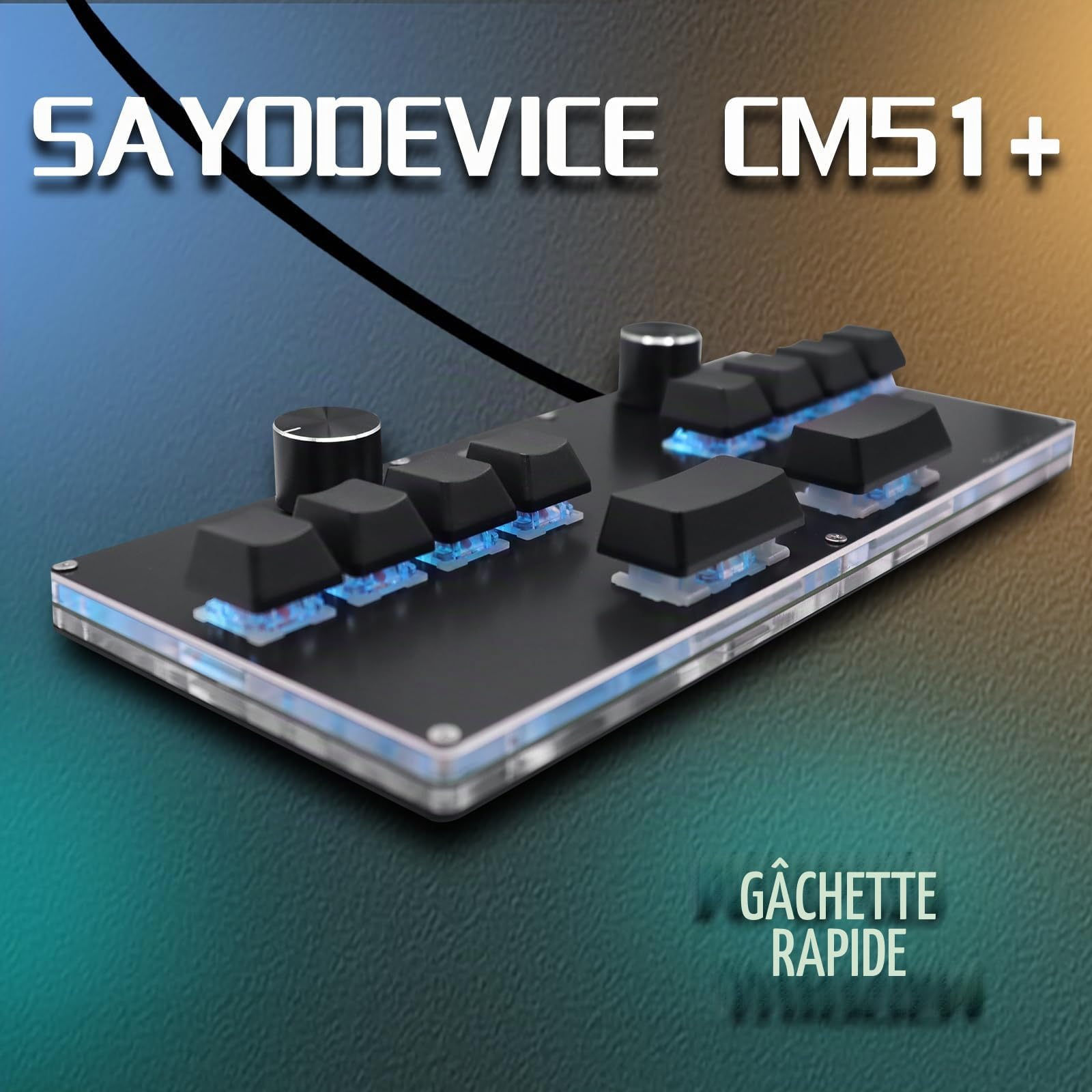 BTXETUEL SayoDevice CM51+ Clavier à déclenchement rapide pour OSU!、djmax... Jeu de rythme avec OUTEMU Hall Commutateurs linéaires magnétiques avec bouton Clavier programmable personnalisé (Noir-OUTEMU