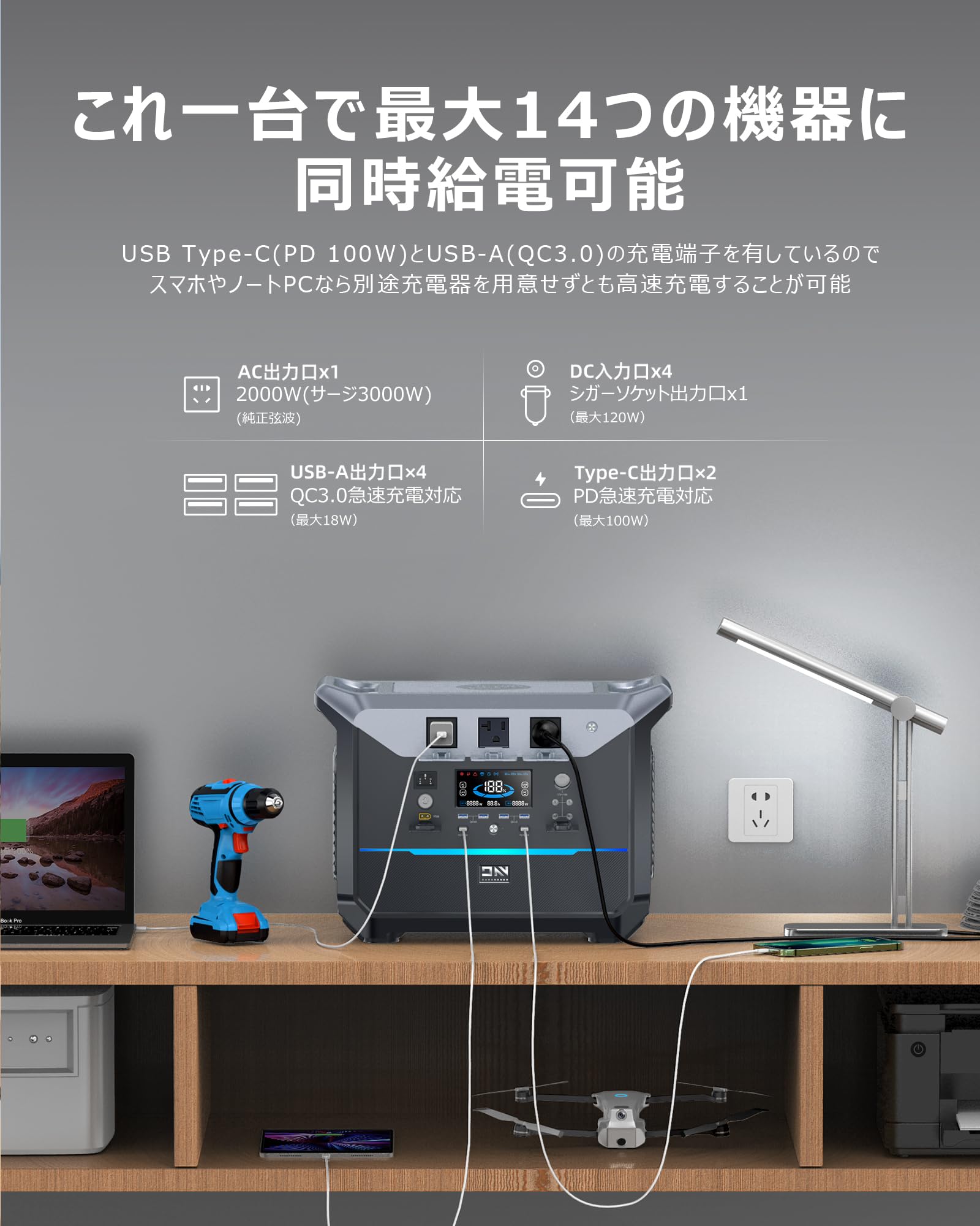 Amazon.co.jp: DaranEner ポータブル発電機 NEO2000 非常用発電