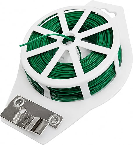 Sulfar Plastic Twist Tie Wire Spool with Cutter for Garden Yard Plant 50m (Green)