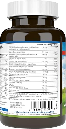 Miniatura 3 de Carlson - Cardio Complete, Multivitamínico Avanzado, Salud del Corazón, Apoyo Circulatorio, 90 Tabletas