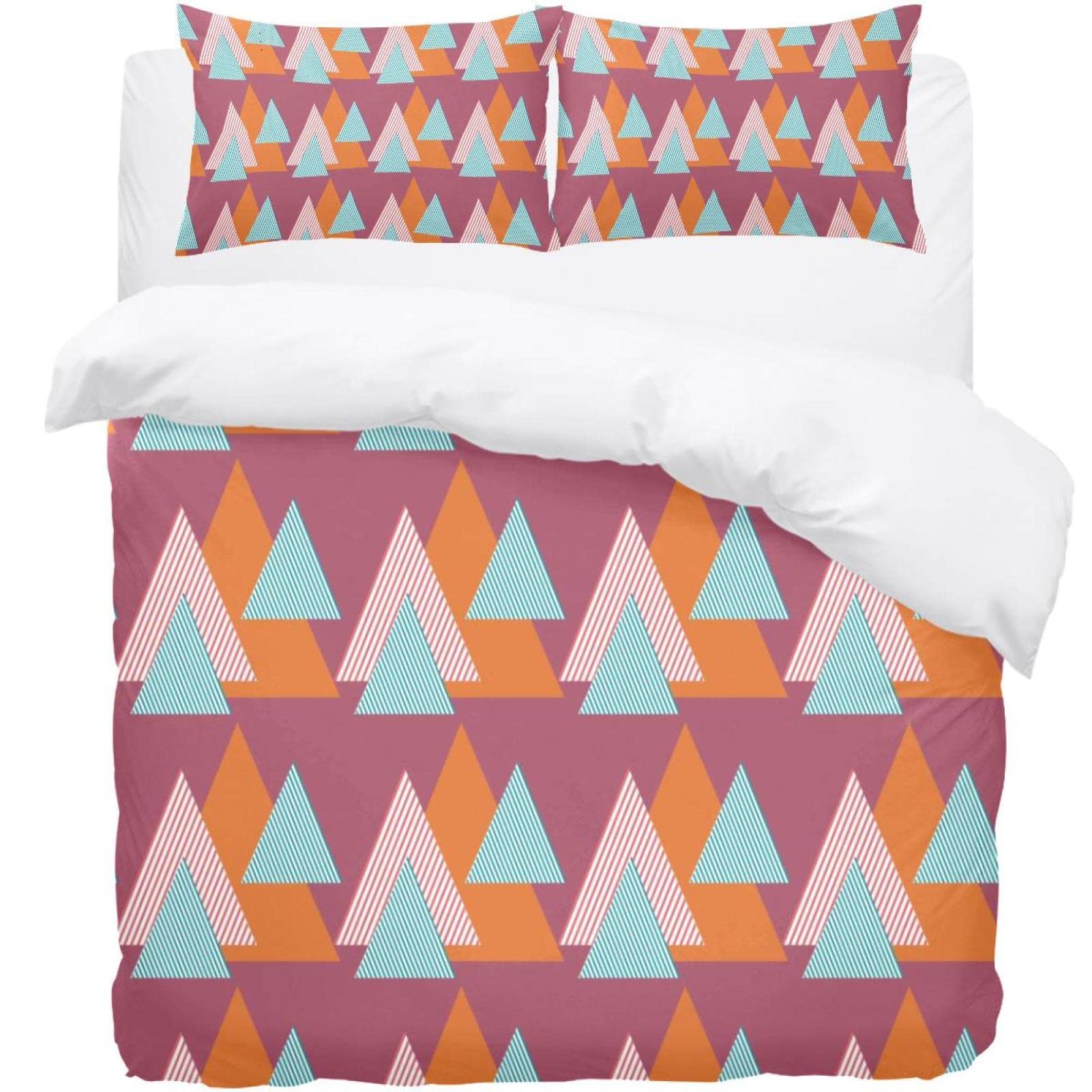 Parure de lit super douce housse de couette rayures triangles géométriques