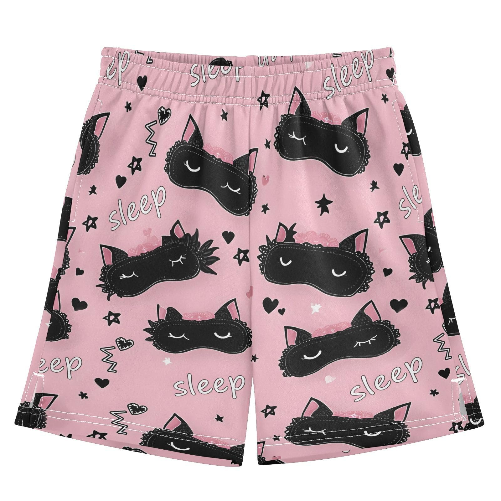 Cute Black Cat Eyes Boys Shorts Casual Athletic Short Summer Track Shorts 14-15 Y