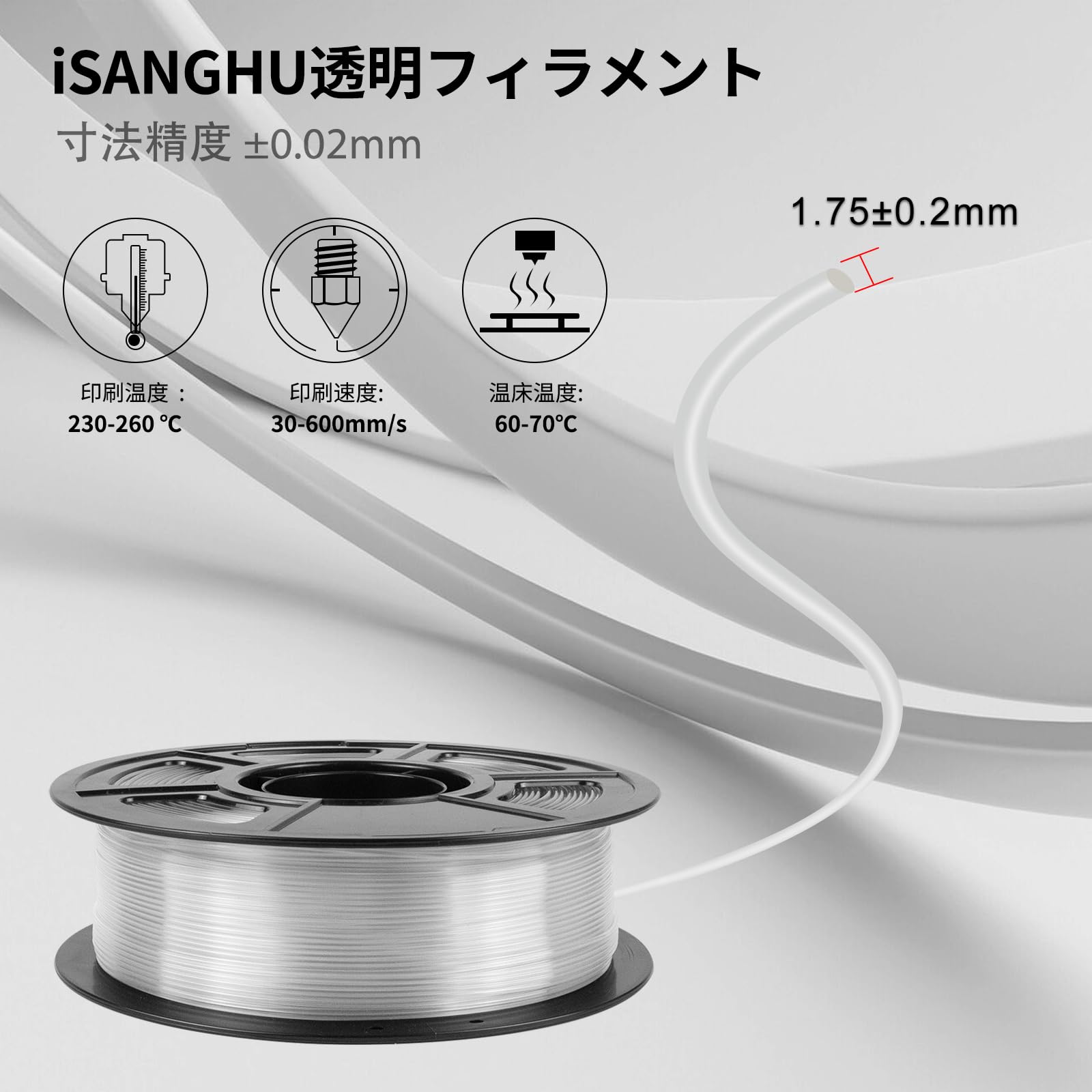 Amazon.co.jp: iSANGHU PETG フィラメント 1.75mm、50-600mm/s 用高速