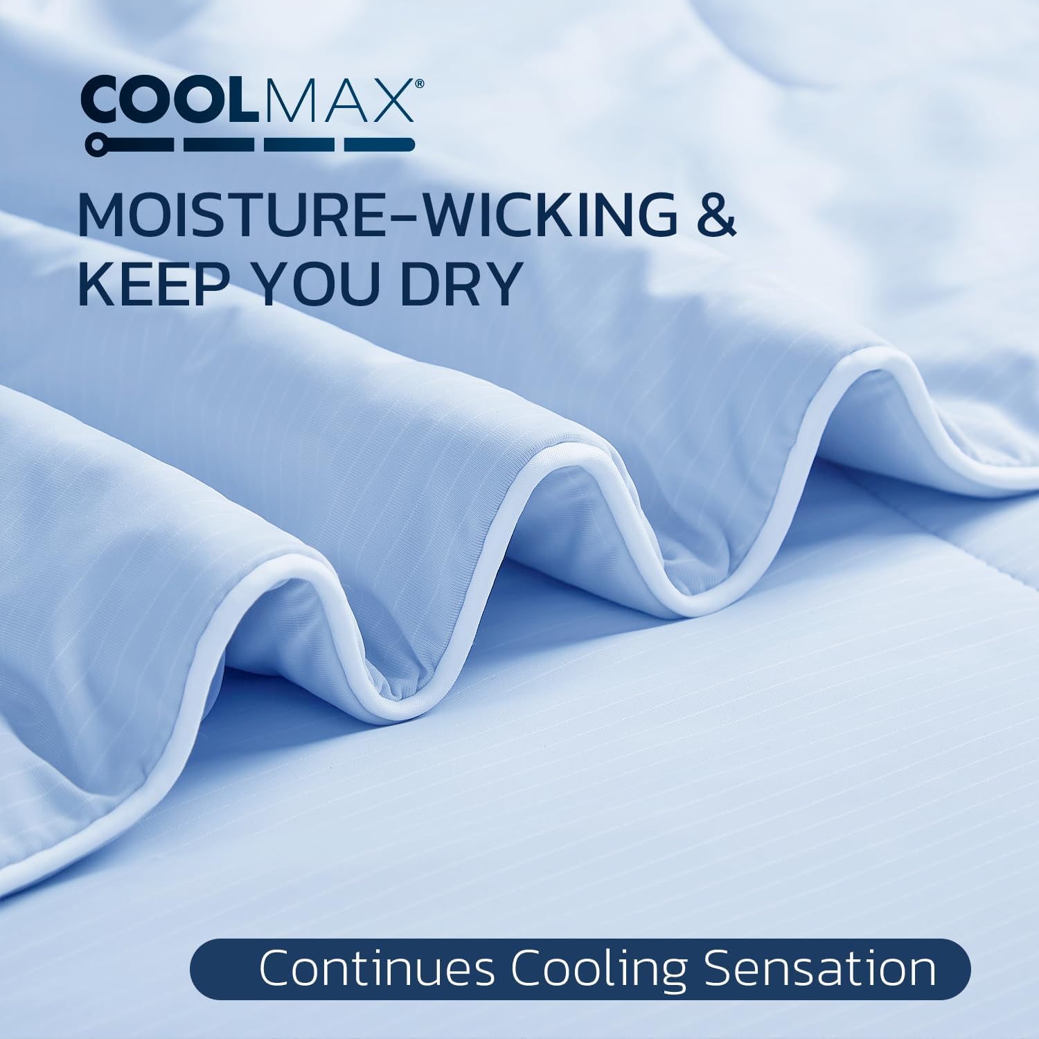 Degrees of Comfort Cooling Comforter King Size, Cooling Blanket for Hot Sleepers, Moisture-Wicking & Breathable, Upgraded Dual-Sided with Coolmax, Q-MAX＞0.4, 108 x 90 Inch, Blue